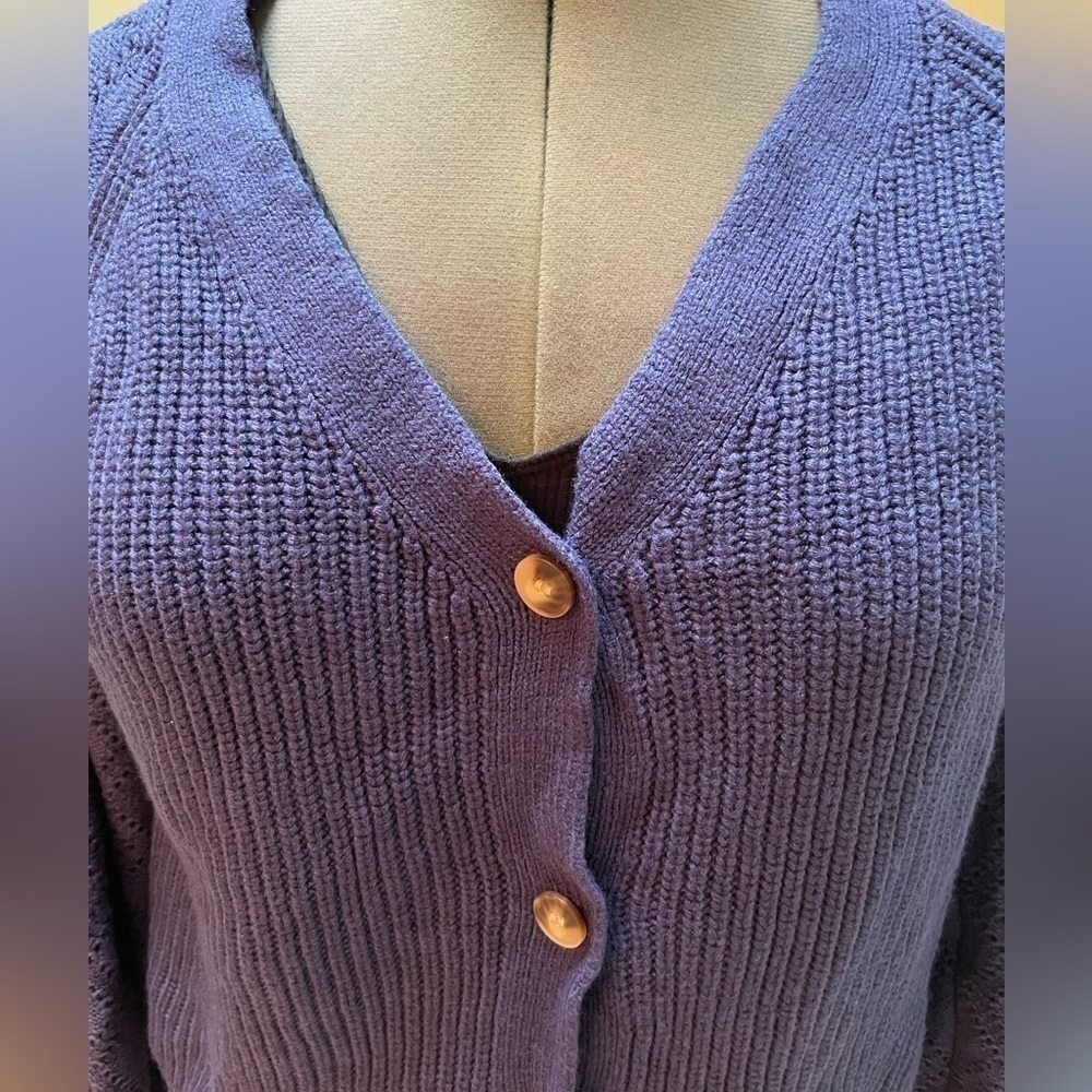 NWOT Size L Blue Cardigan Evaless - Picture 3 of 4